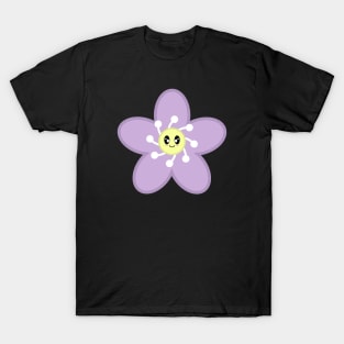 Cute Purple Flower Blossom - Black T-Shirt